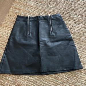 Zara Black Leather Pencil Skirt with Zippers